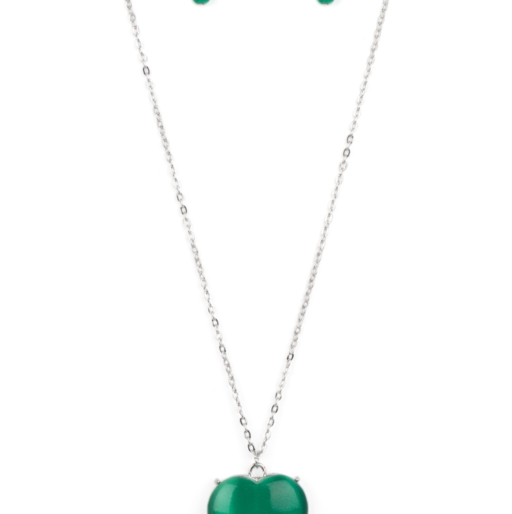 Paparazzi Jewelry green moon stone heart set